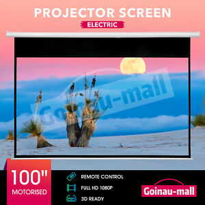 Projector Screen Motorized 100 Inch Home Cinema Portable 16:9 3D Projection
