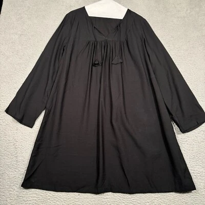Vestido Fresh Produce para mujer L negro liso cuello en V manga larga corto borlas fluidas Foto 1 de 4