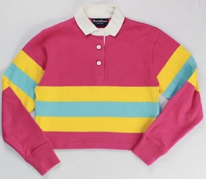 Rowing Blazers New York Cropped Rugby Shirt Women S Cotton Made in Portugal Pink - Picture 1 of 24