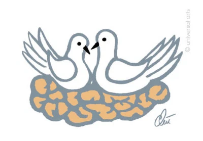 JACQUELINE DITT - Doves Original Druck Grafik sign. Friedenstauben Tauben  - Bild 1 von 3