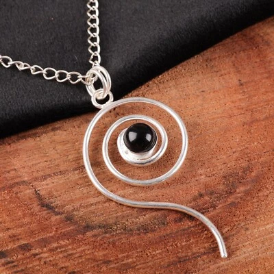 Colgante de joyería hecha a mano de plata esterlina 925 con piedras preciosas de turmalina negra regalo para hombre Foto 1 de 4