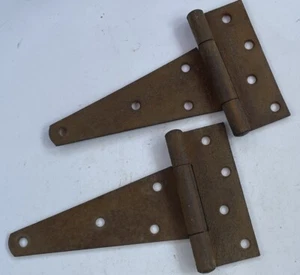 Antik ALT Vintage schwerer Stahlkasten Auto Scharniere oder Scheunentor Beschlag Set - Bild 1 von 4