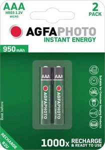 2 x AGFAPHOTO Akkus Batterie Micro AAA / HR03 NiMh 1,2V/950mAh Instant Energy - Bild 1 von 1