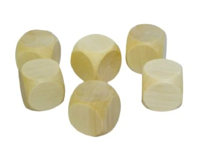 10x Wooden Plain Dices - Dice cube plain unpainted wood - Six Sided 30 mm (3 cm) - Image 1 of 4