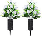 2 Sets Artificial Cemetery Flowers, Grave Decoration for Headstones Lasting and 