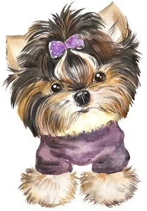 Puppy Sticker Cute Brown Furry Small PurpleDog (4 Inch) - Picture 1 of 1