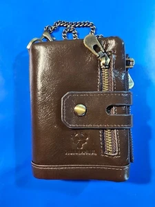 Humerpaul braune Leder-Geldbörse mit Doppelfaltung und Kette - Bild 1 von 5