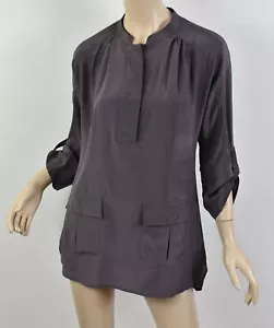 Anthropologie EDME & ESYLLTE Purple Georgette CARREDO SILK TUNIC w/ Pockets S - Picture 1 of 4