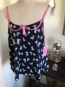 Neu mit Etikett Juicy Couture Camisole Tank Terrier Scotty Dog marineblau weiß pink Large - Bild 1 von 4