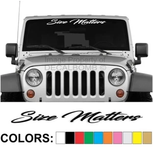 Size Matters "Script" Windshield Decal Sticker Vinyl Banner Diesel Turbo UTV ATV - Imagen 1 de 2