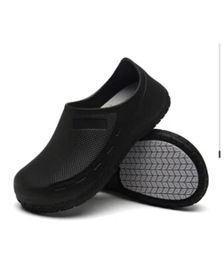 New Safety Non Slip Shoes Cushion Chef Shoes Safety Water Kitchen Bathroom Black - Picture 1 of 10