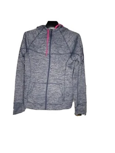 Pony Zip Up Jacket Medium Blue 100% Polyester Thumb Hole - Picture 1 of 11