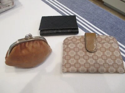 Vintage Coin/Change Purses - Lot of Three - 2 Leather, 1 Fabric - Image 1 of 4