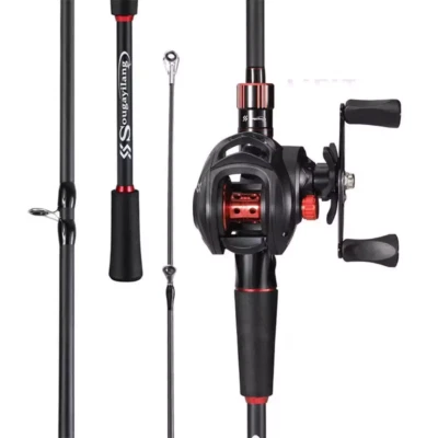 SOUGAYILANG Set Baitcast Combo Einsteiger Urlaub links rechts Baitcaster Angel Rute & Rolle