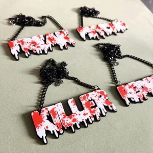 Halloween Large Punk Gothic Dripping Blood Splatter Killers Pendant Necklace - Bild 1 von 11