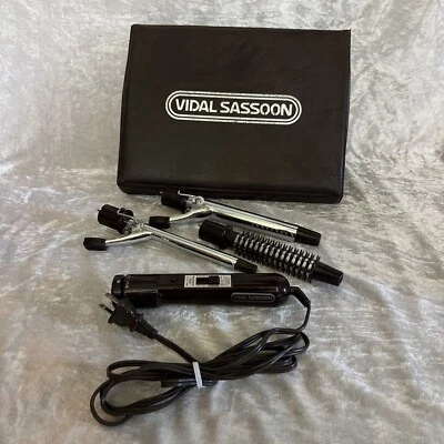 Vtg Vidal Sassoon Curling Iron Attachments Travel Case 5 Piece WORKS VS125 (Z59) - Image 1 of 4