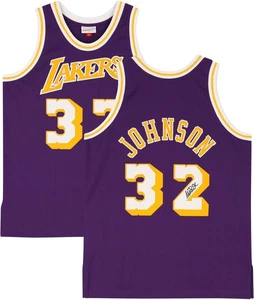 Magic Johnson LA Lakers Signed Purple Mitchell & Ness Authentic Jersey - Picture 1 of 6