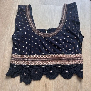Top Free People negro bordado talla pequeña - Imagen 1 de 7