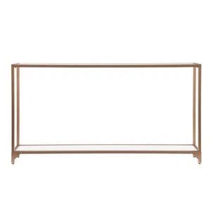 Shannon 56 in. Gold/White Standard Rectangle Glass Console Table with Storage - Picture 1 of 8