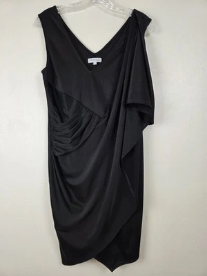 Barneys New York Dress Womens 8 Draped Asymmetrical Ruched Little Black Dress - Image 1 of 4