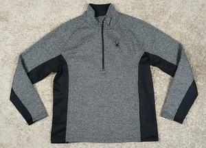 Spyder Outbound 1/2 Zip Sweater Jacket Mens Large Gray Black Pullover Logo - Picture 1 of 10