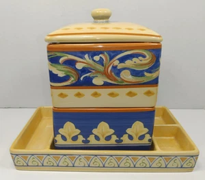 SELTENE Villa Della Luna von Pfaltzgraff vierteiliges Porzellan Kanister Set mit Tablett - Bild 1 von 22