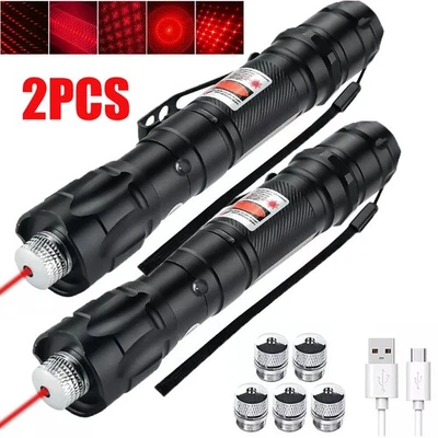 2X USB Rechargeable Red Laser Pointer Pen Star Light Visible Beam Lazer - Image 1 of 4
