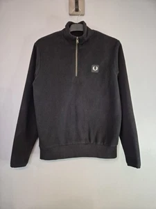Fred Perry Half Zip Fleece Sweatshirt Size Medium Black Worn Once RRP £100 - Picture 1 of 8