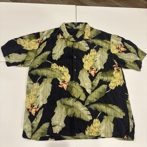 Tommy Bahama Hawaiian Camp Shirt Green Blue Floral  Men's XL Silk Short-Sleeve - Picture 1 of 3
