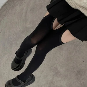 Velvet Suspender Stockings Hollow Garter Pantyhose JK Lolita Tights  Women - Picture 1 of 14