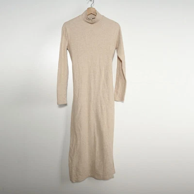 Vince Women’s XS Beige Turtleneck Belted Cotton Blend Long Sleeve Sweater Dress - Image 1 of 3