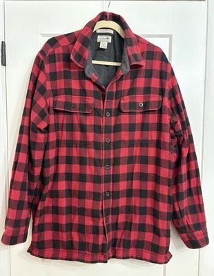 Camisa de franela forrada de vellón a cuadros búfalo calce tradicional grande LL Bean para hombre Foto 1 de 4