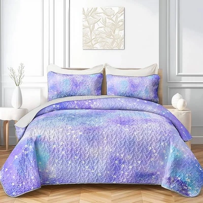 Juego de edredón Galaxy púrpura tamaño completo/queen, juego de colcha cielo estrellado, con... Foto 1 de 4