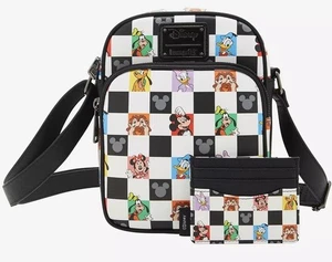 NUEVO Loungefly Disney Mickey & Friends Bandolera a Cuadros y Juego de Tarjetero - Imagen 1 de 10