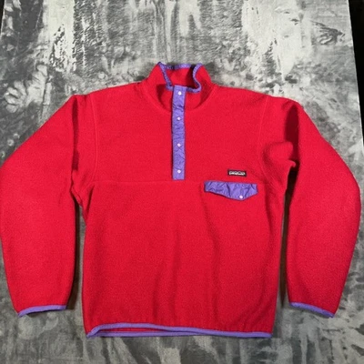 Vintage Patagonia Synchilla Snap-T Fleece Pullover Mens Small Red Purple USA 90s - Image 1 of 4