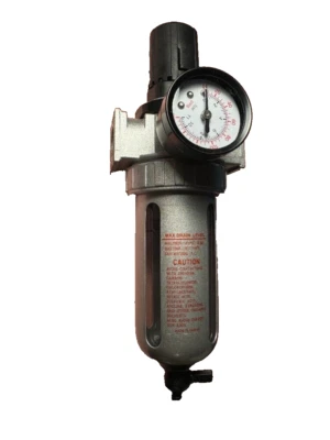 1/4" Mid Flow Air Compressor Regulator & Filter Combo w/ Gauge /Manual Drain - Image 1 of 4