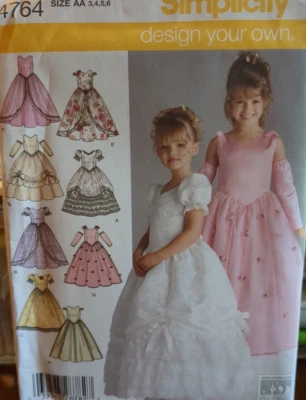 SIMPLICITY Pattern #4764 GIRLS' SPECIAL OCCASSION DRESS size 3-4-5-6 UC/FF-2004 - Image 1 of 4