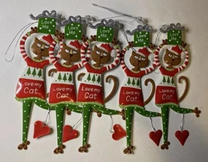 (5) Adornos Gatos de Vacaciones Puesta de Sol Vista Diseños Navidad Lote Love My Cat - Imagen 1 de 3