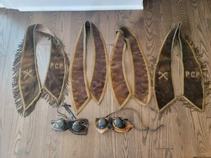 Vintage Antique Masonic Oddfellow Lodge Initiation Hoodwink Goggles & Sash 1890s - Picture 1 of 11