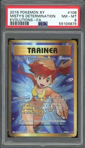 2016 Pokemon Evolutions Full Art Misty's Determination #108 PSA 8 NM-MINT - Picture 1 of 2