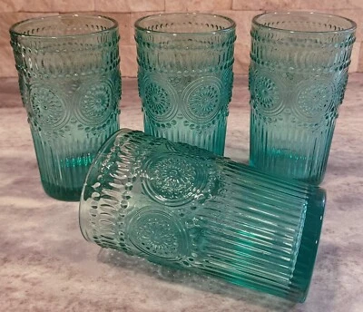 Juego de 4 vasos Pioneer Woman Adeline verde azulado 5 3/4" Foto 1 de 4