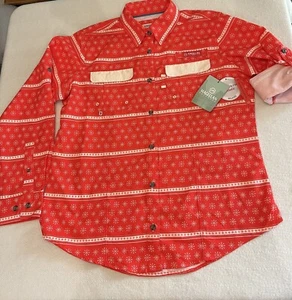 Magellan Fish Gear Holiday Laguna Madre Poppy Red Fair Isle Women’s M Shirt New - Picture 1 of 20
