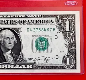 1974 $1 DOLLAR BILL ( PHILADELPHIA C ) UNCIRCULATED - Picture 1 of 3