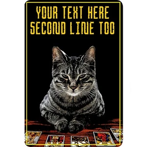 Individuelles Blechschild 8x12 Katze Wahrsagerin Tarot Kartenleser Ihre SMS Kunst - Bild 1 von 2