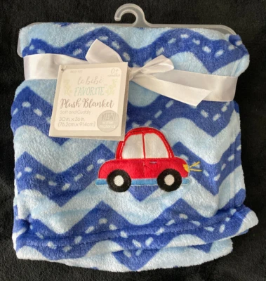Le Bebe FAVORITO Niño Coche Bebé Manta Azul Vellón con Rojo BUG 30x36 Foto 1 de 4