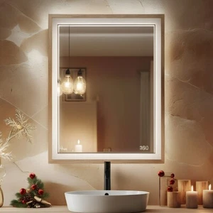 40x 32 LED Bathroom Mirror, Wall Vanity Mirror, 3 Colors Touch , Anti-Fog - Picture 1 of 7