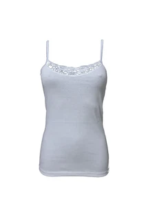 Fontana Unterwäsche, 4 Damen Unterhemden Oberteil schmale Schulter mit Spitze 100% Baumwolle - Bild 1 von 8