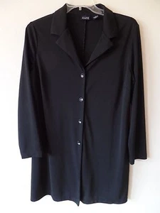 Hillard & Hanson Women's XL L/S Black Polyester Tunic Blouse Jacket Four Button - Picture 1 of 5