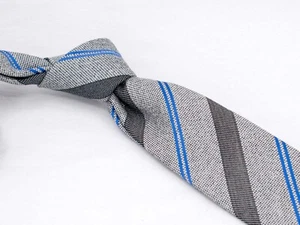 Corbata de seda Z Zegna gris azul a rayas para hombre corbata de lujo Italia ajustada - Imagen 1 de 5