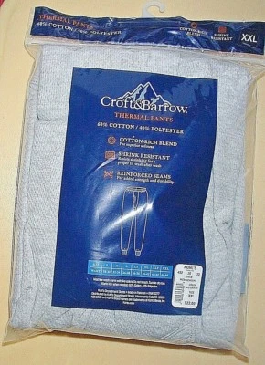 Новый запечатанный Croft & Barrow мужчин XXL 2XL серый тепловой нижнее белье основание брюки  - Изображение 1 из 4